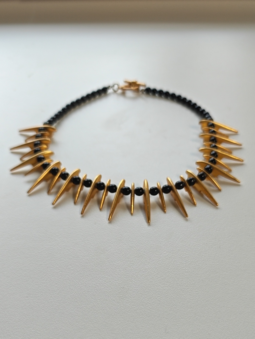 Vintage Gold-Tone Spike Collar Necklace